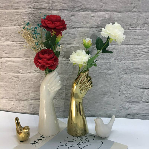 ArteHand Vase | Keramik Handform | Glänzende Oberfläche | Künstlerisches Wohnaccessoire