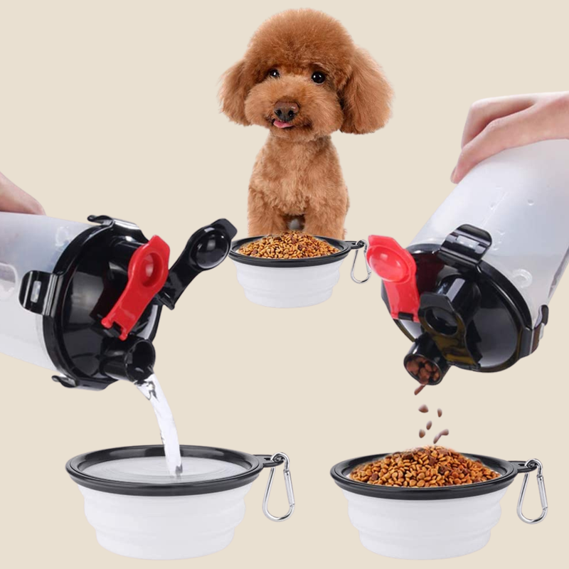 Trinkflasche PawSip 2-in-1 | Für Hunde | Mit Snackfach & Rücklauf-Funktion | BPA-frei & Auslaufsicher