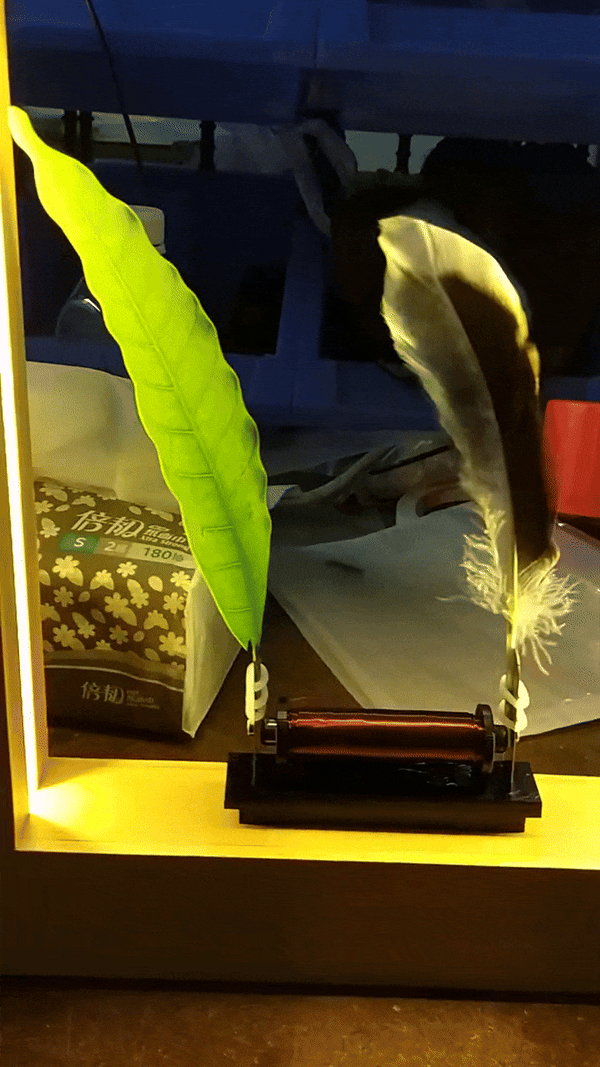 Leviora 3D Schwebelampe Feder | LED Nachtlicht | Touch-Steuerung | Kiefernholzrahmen