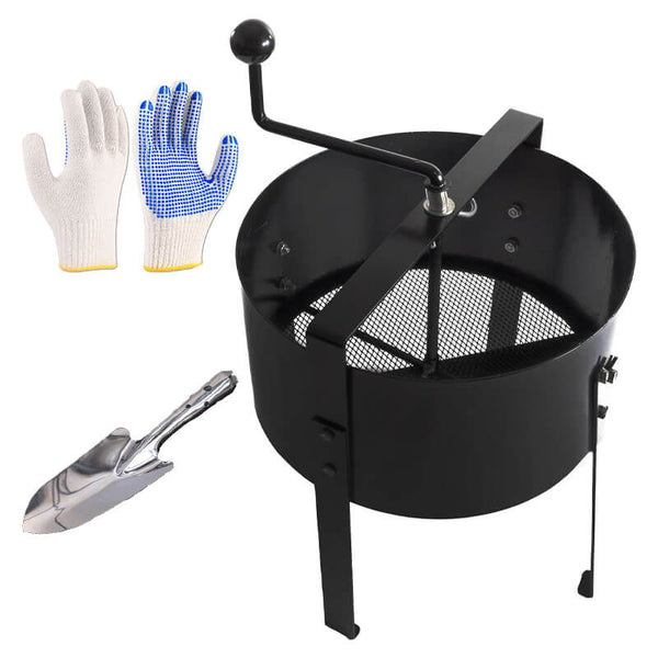 Roternde Bodenzeef TerraSift Pro | Ergonomisch & Effizient | Für Erde, Kompost & Sand | Metallrahmen
