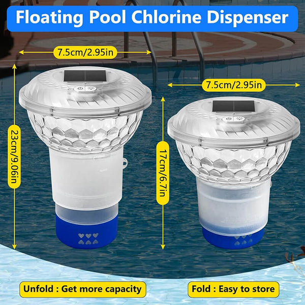Solar Pool-Chlordosierer LumiFloat RGB | Mit LED-Lichtshow & Solarladung | Für bis zu 33.300 L | 5 Lichtmodi
