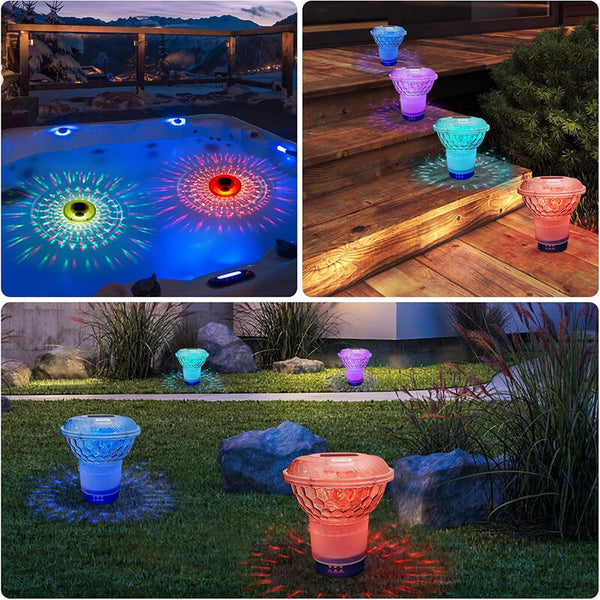 Solar Pool-Chlordosierer LumiFloat RGB | Mit LED-Lichtshow & Solarladung | Für bis zu 33.300 L | 5 Lichtmodi