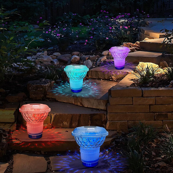Solar Pool-Chlordosierer LumiFloat RGB | Mit LED-Lichtshow & Solarladung | Für bis zu 33.300 L | 5 Lichtmodi