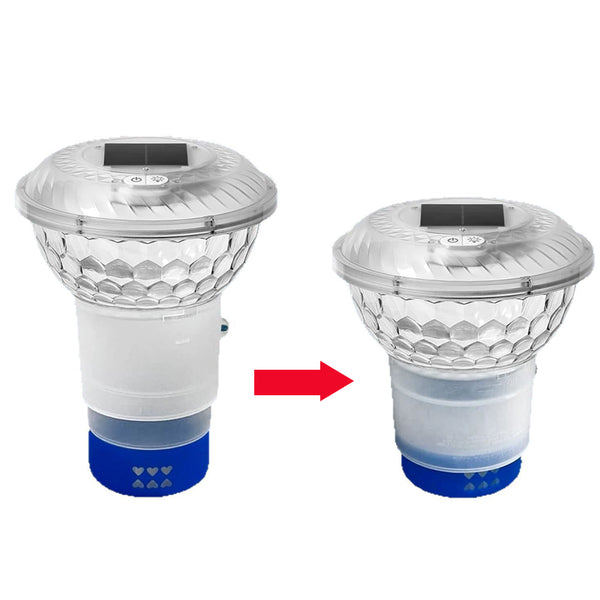 Solar Pool-Chlordosierer LumiFloat RGB | Mit LED-Lichtshow & Solarladung | Für bis zu 33.300 L | 5 Lichtmodi