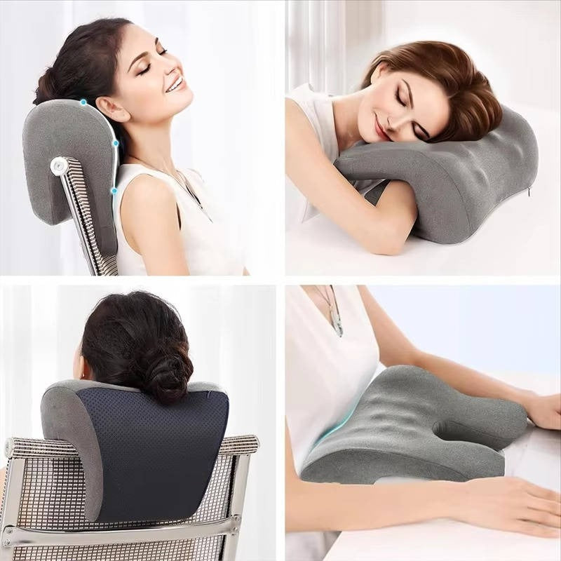 ErgoRest Nackenstützkissen | Ergonomisches Memory-Foam-Kissen | Abnehmbarer Veloursbezug | Für Büro, Zuhause & Reisen