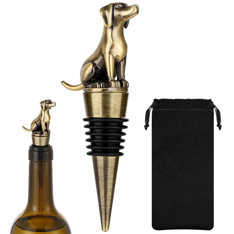 VinoTails Weinverschluss Hund | Luftdicht & Wiederverwendbar | Dekorativ & Geschenkfertig | Für Standardflaschen