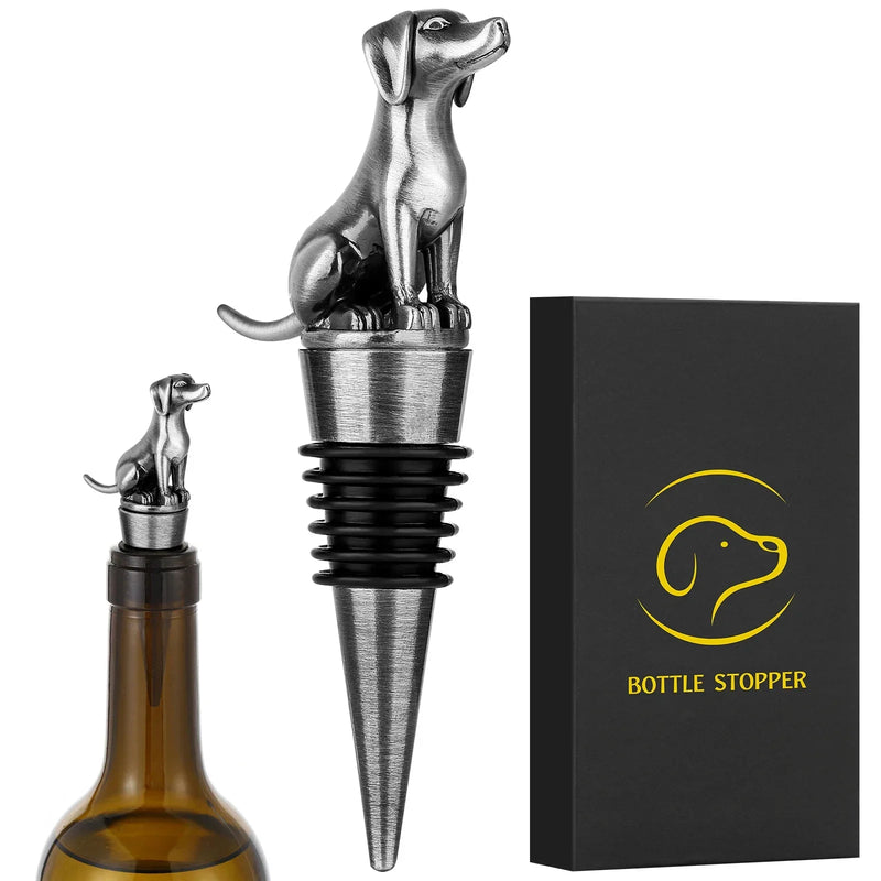 VinoTails Weinverschluss Hund | Luftdicht & Wiederverwendbar | Dekorativ & Geschenkfertig | Für Standardflaschen