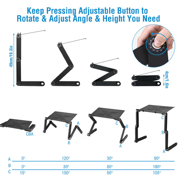 ErgoLift Pro Laptopständer 360° Verstellbar | Ergonomisch & Tragbar | Für 7–21" Geräte | Aluminium