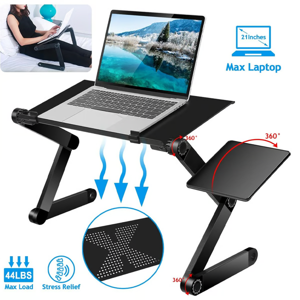 ErgoLift Pro Laptopständer 360° Verstellbar | Ergonomisch & Tragbar | Für 7–21" Geräte | Aluminium