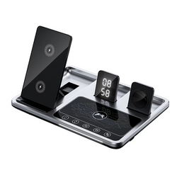 Ladestation VoltEase 4-in-1 | Kabellos & Schnellladen (30W) | Für Smartphone, Watch & Earbuds | Kompakt & Faltbar