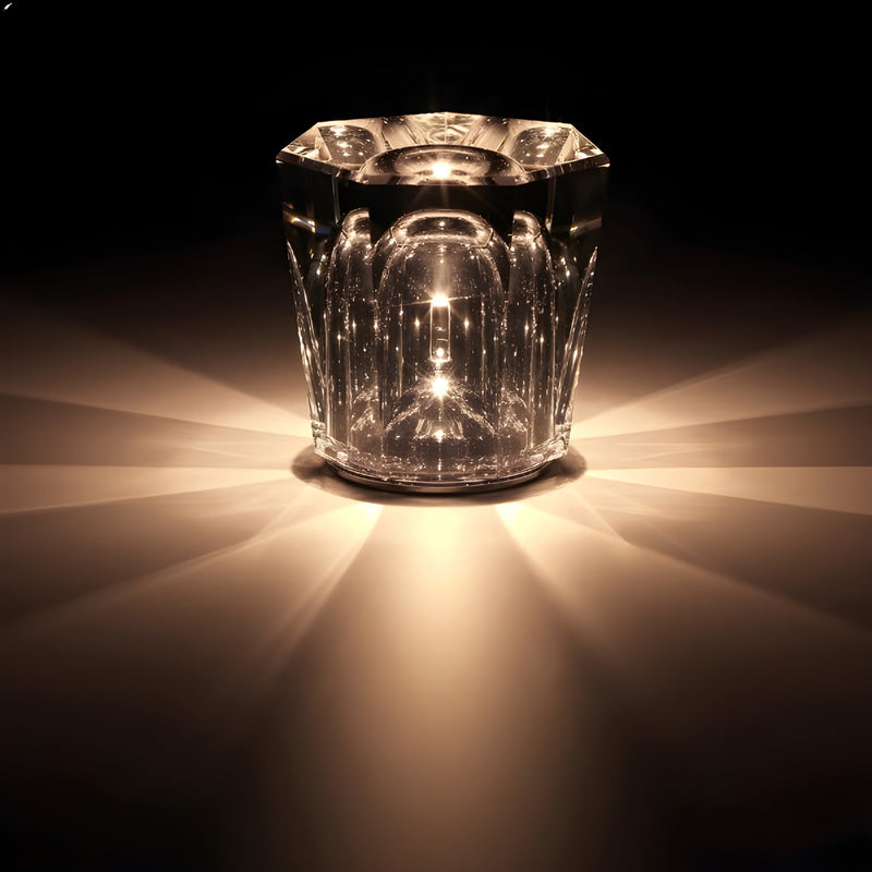 Kristall Tischlampe VÉLORIA | Diamantoptik & 360° Lichtspiel | Kabellos & USB-Aufladbar | Bis zu 12 Std. Leuchtdauer