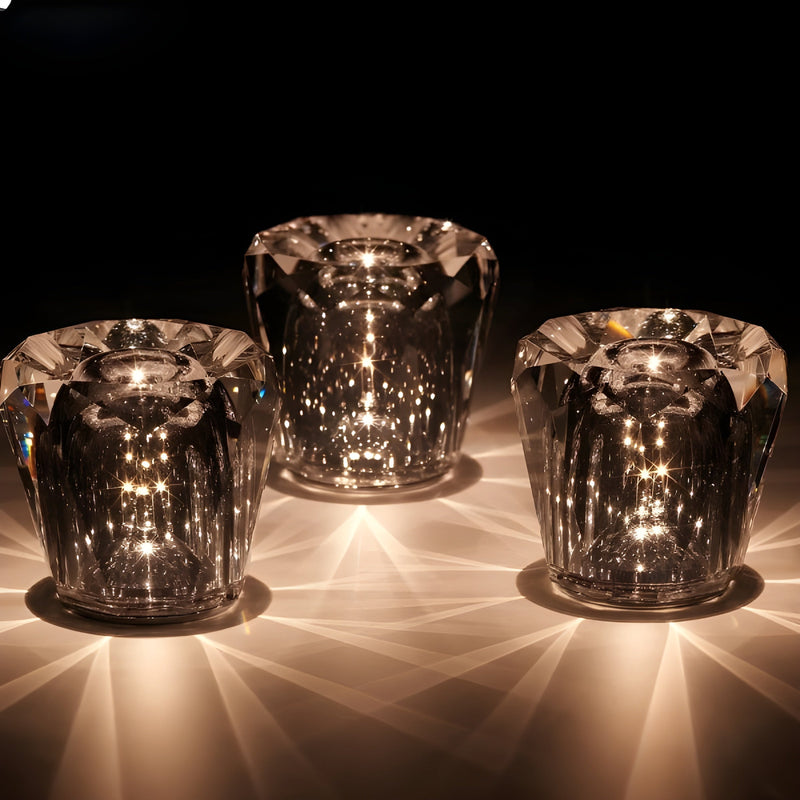 Kristall Tischlampe VÉLORIA | Diamantoptik & 360° Lichtspiel | Kabellos & USB-Aufladbar | Bis zu 12 Std. Leuchtdauer