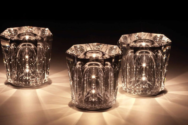 Kristall Tischlampe VÉLORIA | Diamantoptik & 360° Lichtspiel | Kabellos & USB-Aufladbar | Bis zu 12 Std. Leuchtdauer