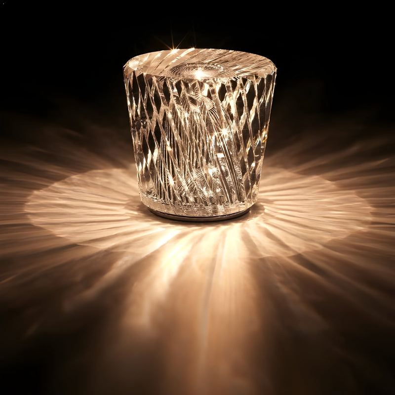 Kristall Tischlampe VÉLORIA | Diamantoptik & 360° Lichtspiel | Kabellos & USB-Aufladbar | Bis zu 12 Std. Leuchtdauer