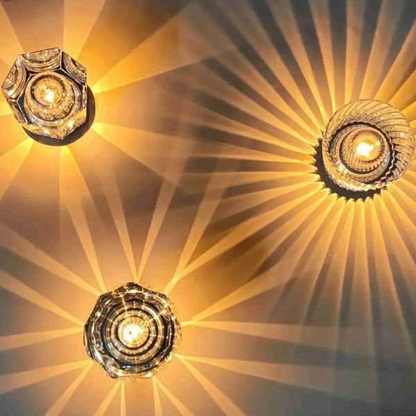 Kristall Tischlampe VÉLORIA | Diamantoptik & 360° Lichtspiel | Kabellos & USB-Aufladbar | Bis zu 12 Std. Leuchtdauer