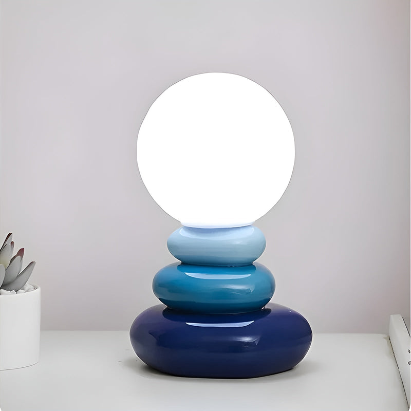 Nordiluva Tischlampe Kieselstein-Design | Skandinavischer Stil | LED-Licht | Keramik Blau | Zen-Ästhetik