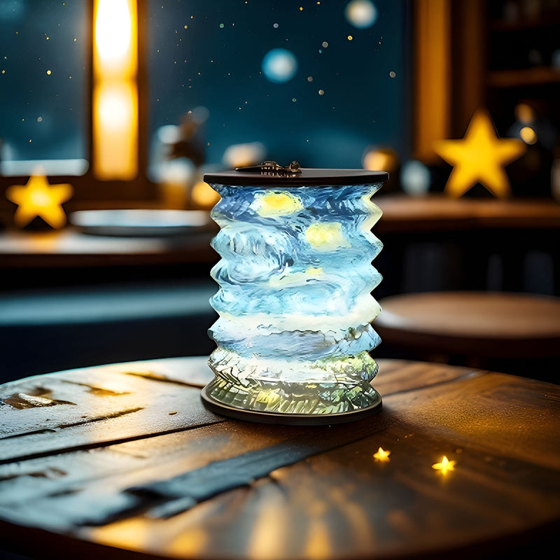 Foldura Faltbare LED Tischlampe | USB-Ladefunktion & Wiederaufladbar | Kompakt & Stilvoll | Sternenhimmel-Design