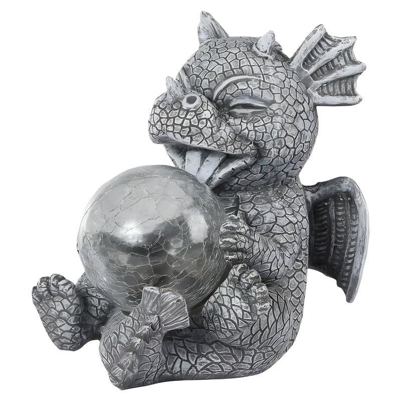 Mytherion Drachen Tischlampe | LED Fantasy-Licht | Detailreiche Skulptur & Handgefertigt | Harz Grau