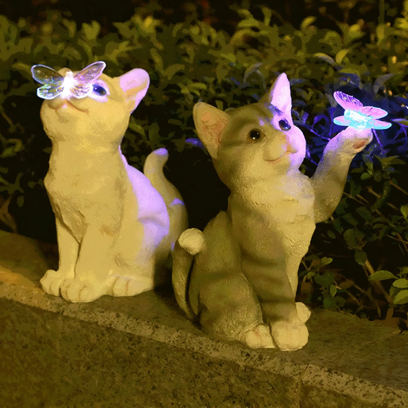 Lumiva Solar Hängelampe Katze | LED Gartenleuchte | Wetterfest & Dämmerungssensor | Harz