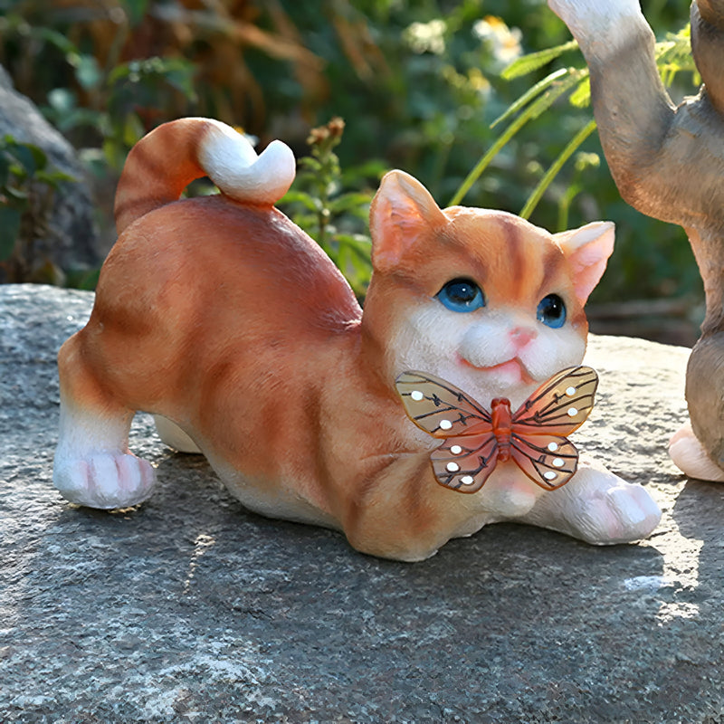 Lumiva Solar Hängelampe Katze | LED Gartenleuchte | Wetterfest & Dämmerungssensor | Harz