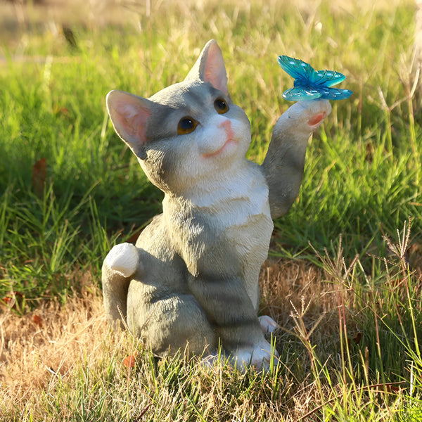 Lumiva Solar Hängelampe Katze | LED Gartenleuchte | Wetterfest & Dämmerungssensor | Harz