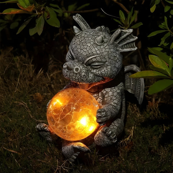 Mytherion Drachen Tischlampe | LED Fantasy-Licht | Detailreiche Skulptur & Handgefertigt | Harz Grau