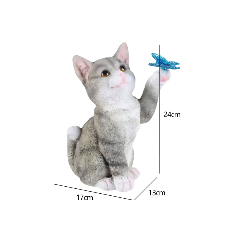 Lumiva Solar Hängelampe Katze | LED Gartenleuchte | Wetterfest & Dämmerungssensor | Harz