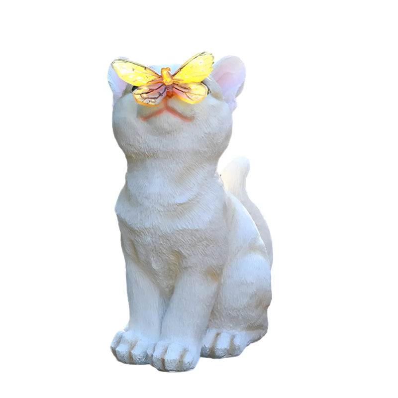 Lumiva Solar Hängelampe Katze | LED Gartenleuchte | Wetterfest & Dämmerungssensor | Harz
