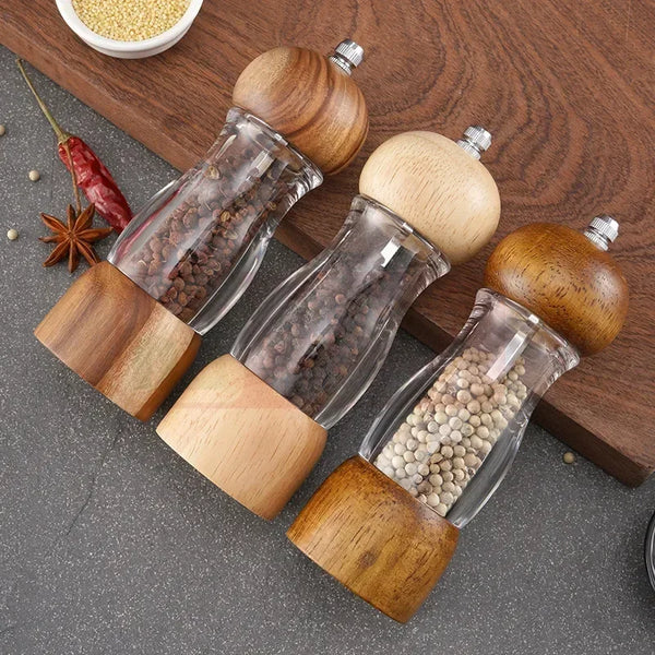 Gewurzia Salz- & Pfeffermühlen Set | Keramikmahlwerk | 16,5 cm Höhe | Natürliches Holzdesign