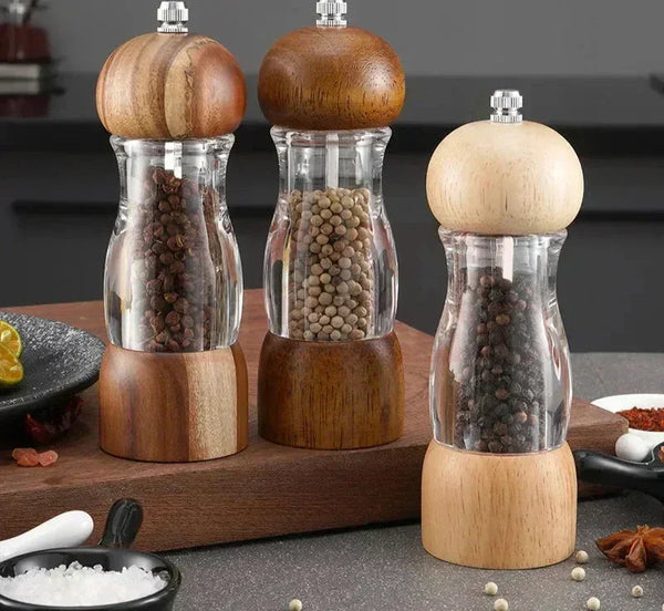 Gewurzia Salz- & Pfeffermühlen Set | Keramikmahlwerk | 16,5 cm Höhe | Natürliches Holzdesign
