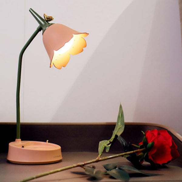 Schreibtischlampe FloraGlow | Blütenblatt-Design | 3 Lichtmodi & Touch-Steuerung | Kabellos | 12h Laufzeit