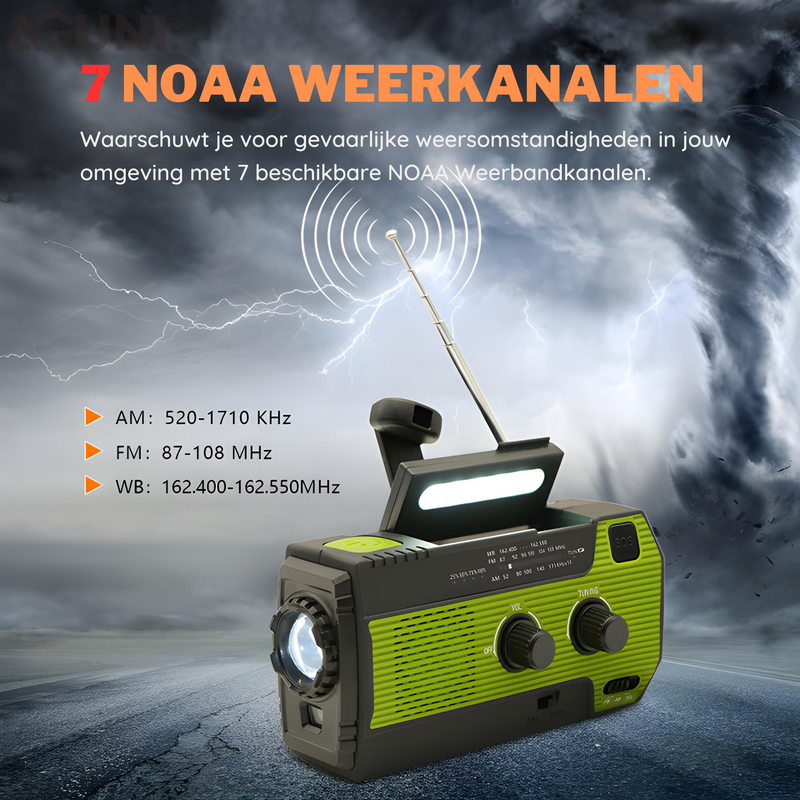 Survivigo AllSafe Multifunktions-Notfallradio | 4000 mAh Powerbank | Solar, Kurbel, USB & Batterie | LED-Licht & SOS-Alarm | IPX3