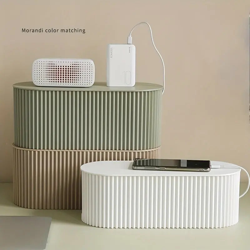 Ordoca Kabelbox Schreibtisch Organizer | Kabelmanagement & Aufbewahrung | Weiß | 30x11x13 cm