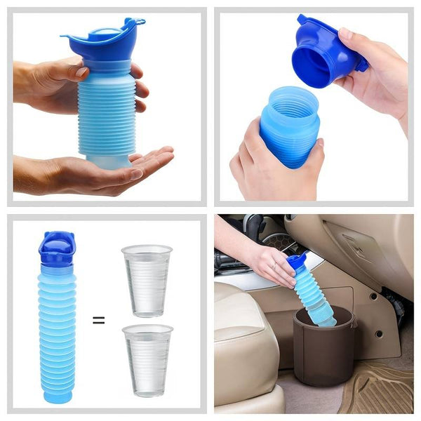 Mobiles Urinal FlexRelief | Teleskopisch & Faltbar | Für Damen & Kinder | 750 ml Kapazität