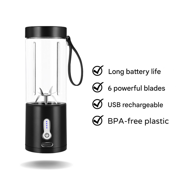 FitMix Go | Tragbarer Smoothie-Maker | 530 ml | USB-Aufladung & 6 Edelstahlklingen
