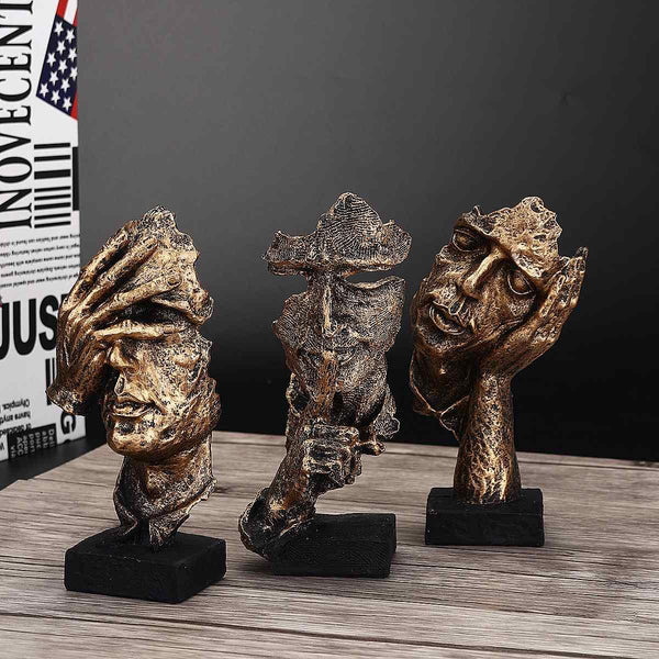 Dekofigur Silence | Skulptur in Gold | Abstraktes Wohnaccessoire