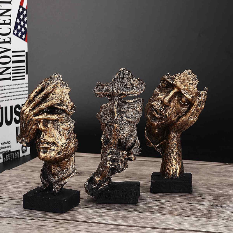 Dekofigur Silence | Skulptur in Gold | Abstraktes Wohnaccessoire