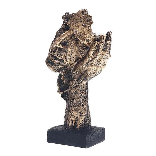 Dekofigur Silence | Skulptur in Gold | Abstraktes Wohnaccessoire