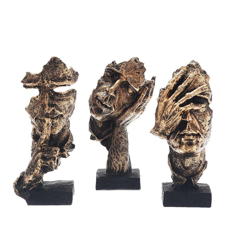 Dekofigur Silence | Skulptur in Gold | Abstraktes Wohnaccessoire