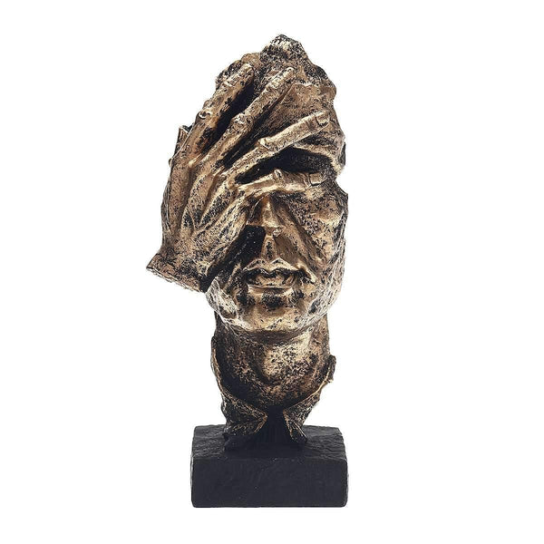 Dekofigur Silence | Skulptur in Gold | Abstraktes Wohnaccessoire
