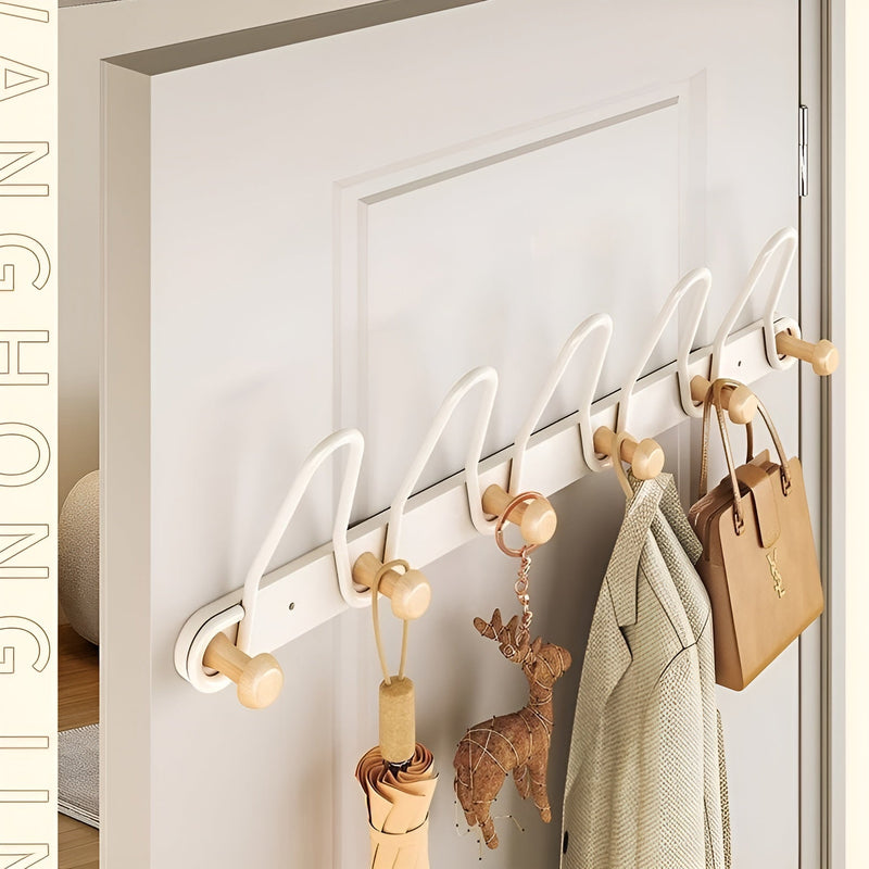 Doppelreihe Wandhaken OrgaHook | Edelstahl Rostfrei | Platzsparend & Bohrenfrei | Für Küche, Bad & Türen