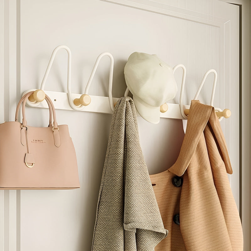 Doppelreihe Wandhaken OrgaHook | Edelstahl Rostfrei | Platzsparend & Bohrenfrei | Für Küche, Bad & Türen