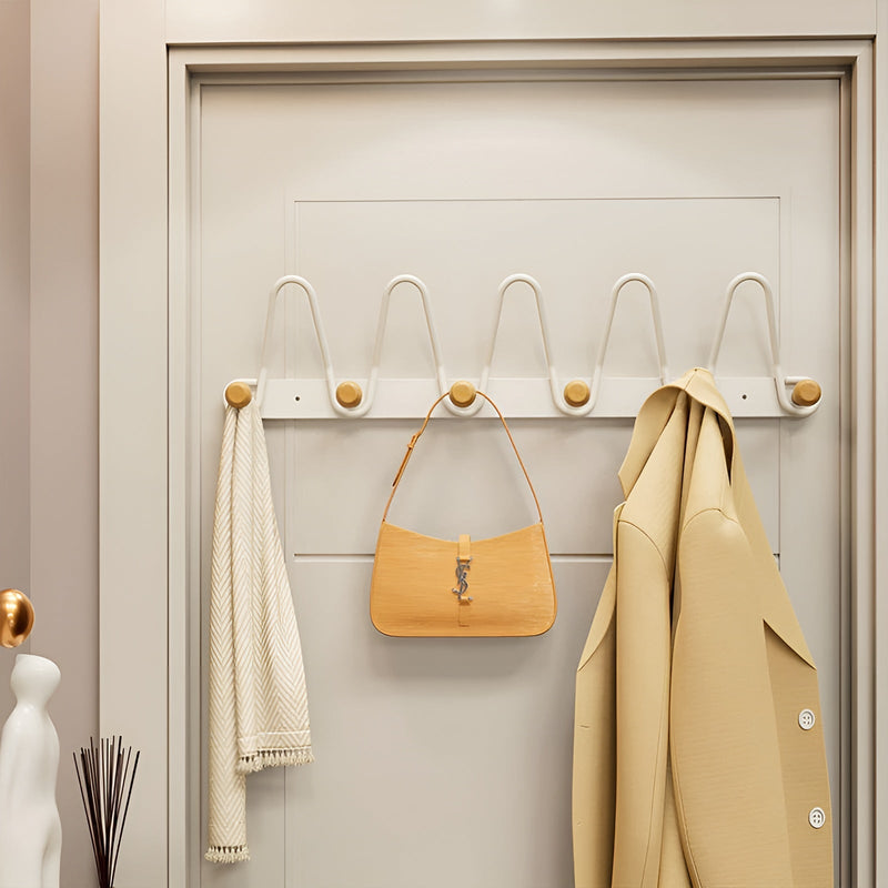 Doppelreihe Wandhaken OrgaHook | Edelstahl Rostfrei | Platzsparend & Bohrenfrei | Für Küche, Bad & Türen