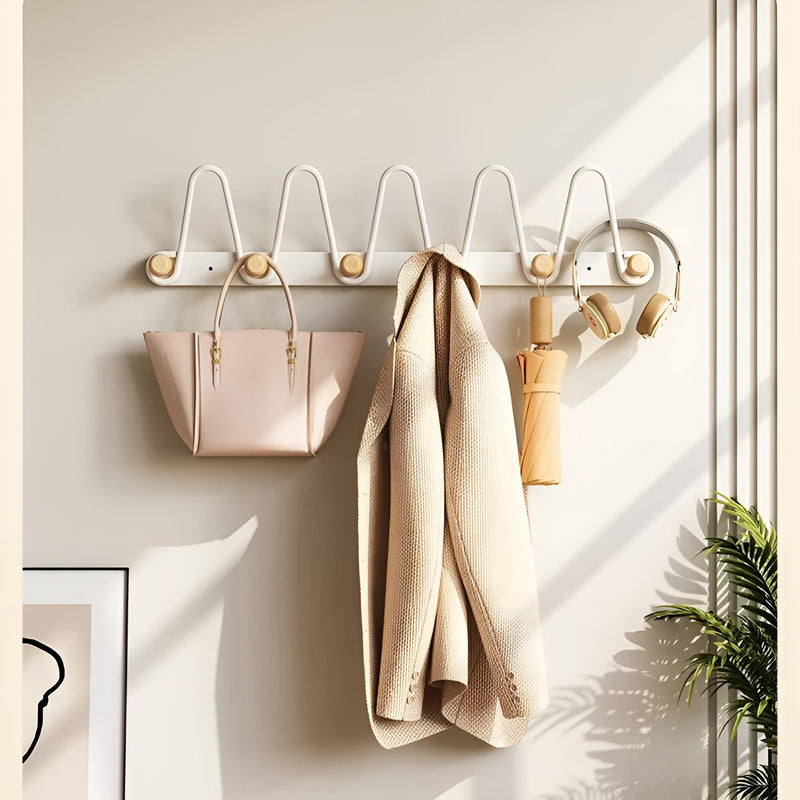 Doppelreihe Wandhaken OrgaHook | Edelstahl Rostfrei | Platzsparend & Bohrenfrei | Für Küche, Bad & Türen