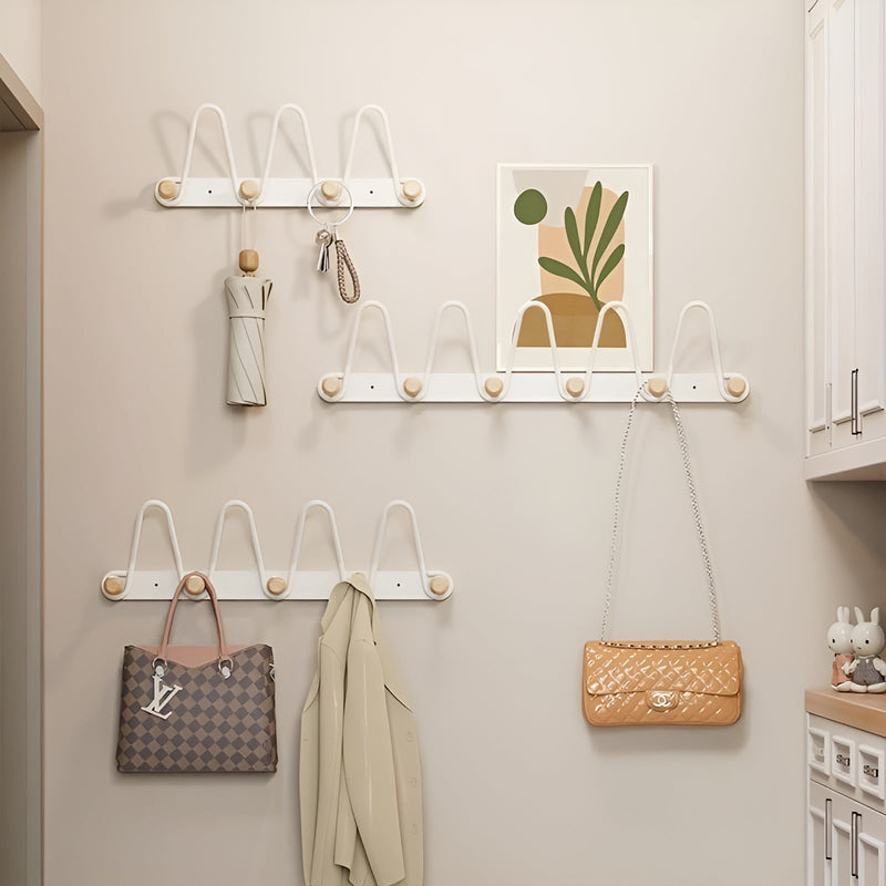 Doppelreihe Wandhaken OrgaHook | Edelstahl Rostfrei | Platzsparend & Bohrenfrei | Für Küche, Bad & Türen