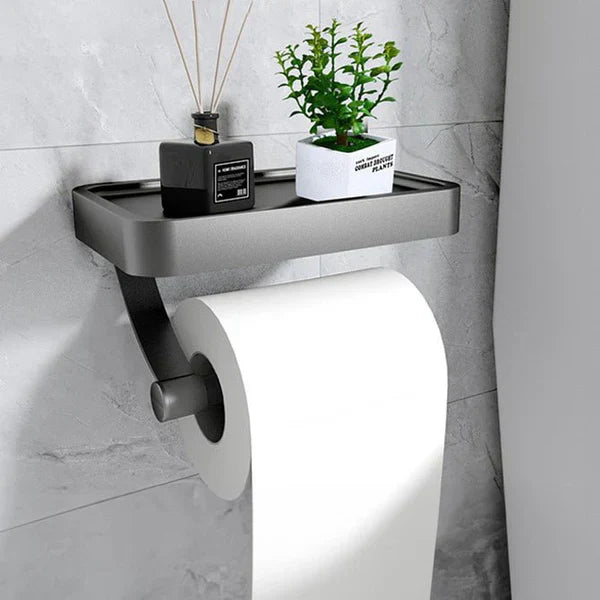 WC-Rollenhalter Velion | Mit Ablage | Edelstahl Gebürstet | Wandmontage ohne Bohren