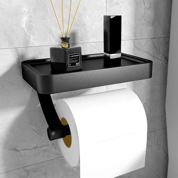 WC-Rollenhalter Velion | Mit Ablage | Edelstahl Gebürstet | Wandmontage ohne Bohren