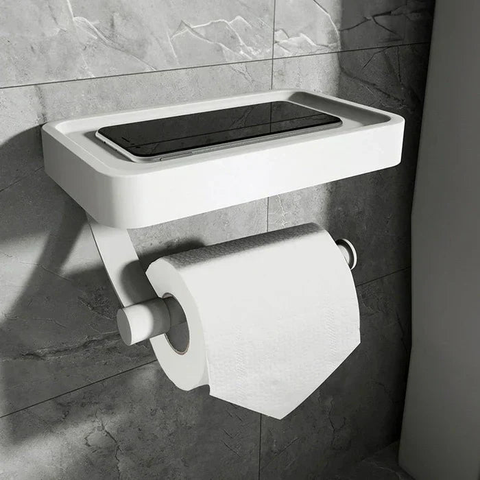 WC-Rollenhalter Velion | Mit Ablage | Edelstahl Gebürstet | Wandmontage ohne Bohren