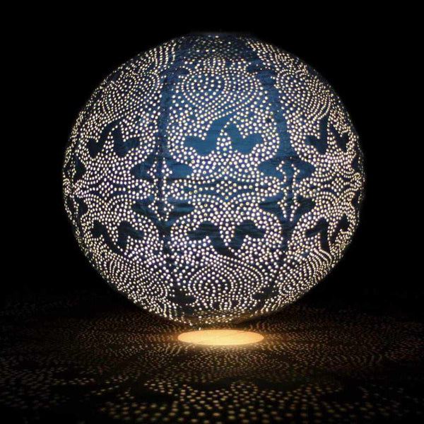 LumaSolei Solar-Laterne Globus | Marrakech-Muster | Wetterfest & Automatisch | 30x30 cm