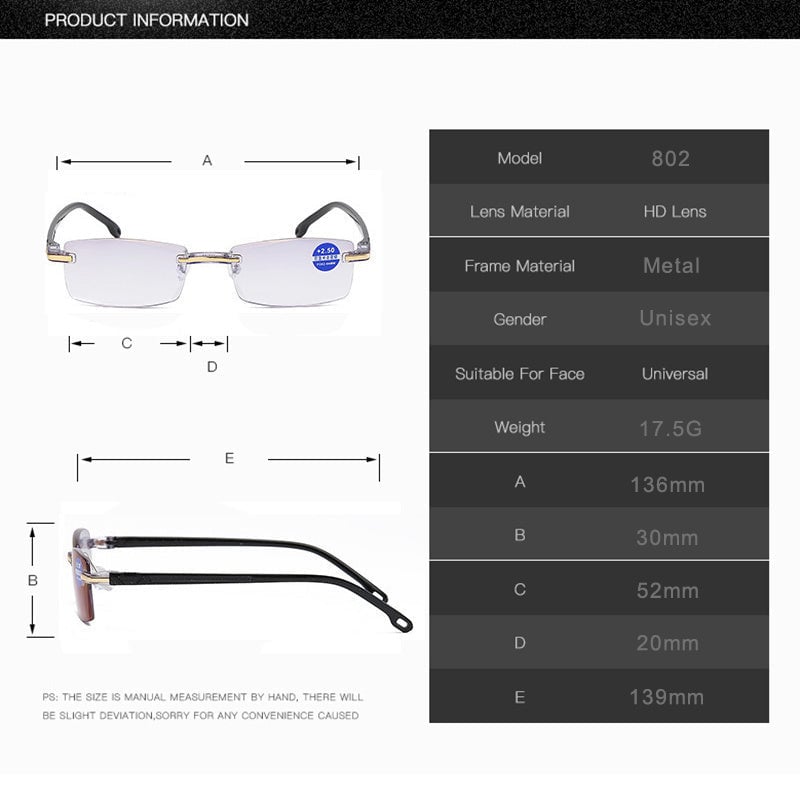 Viselio Intelligente Lesebrille mit Gleitsichtgläsern | Ultraleicht & Blaulichtfilter | Für Nah- & Fernsicht | Titanrahmen TR90
